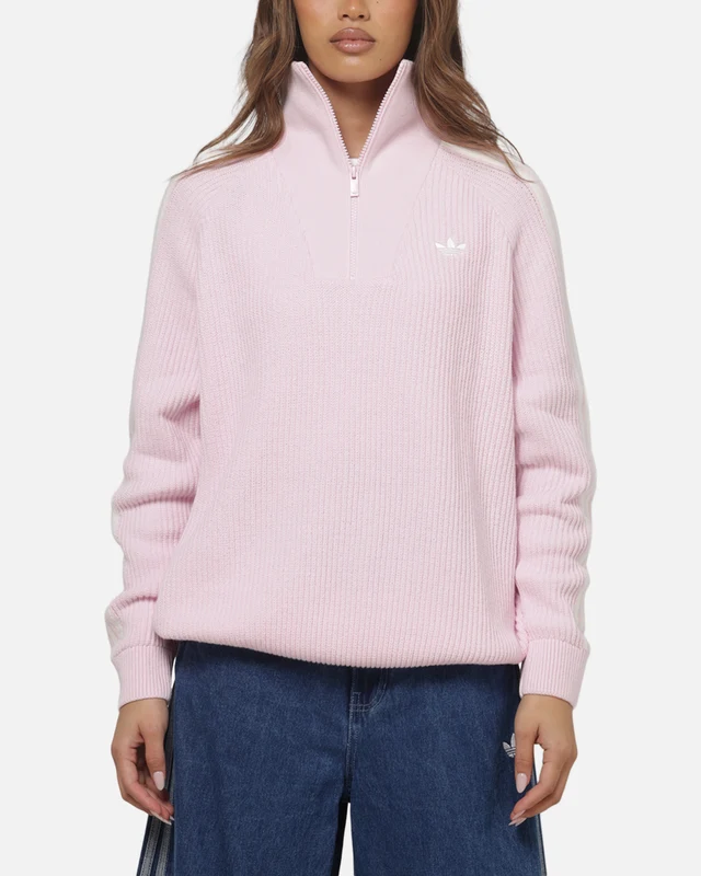 Adidas Women's Funnel Neck Quarter Zip Sweatshirt Pink L