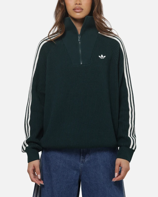 Adidas Women's Funnel Neck Quarter Zip Sweatshirt Green S