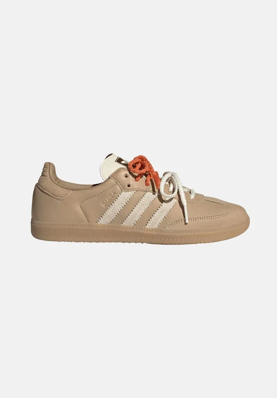 ADIDAS ORIGINALS Sneakers SAMBA OG beige per uomo e donna con lacci bicolore e suola in gomma ambrata. 36