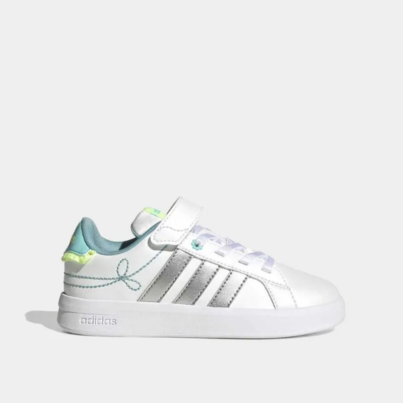 Tênis Infantil Adidas Grand Court - Unissex - Branco+prata