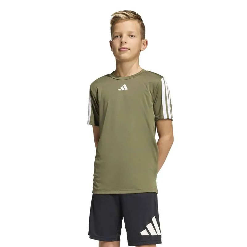 Camiseta Infantil de Treino Train Essentials Três Listras Adidas Verde, 116cm 5-6A
