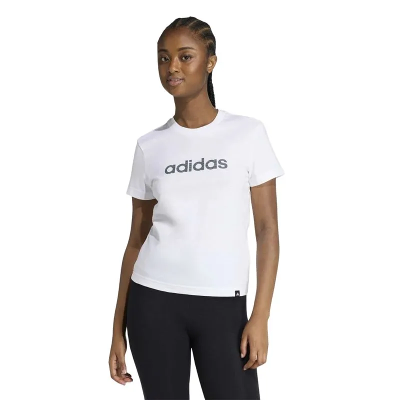 Camiseta Feminina Adidas Kd9545 Essentials Big Linear M / BRANCO/PRETO