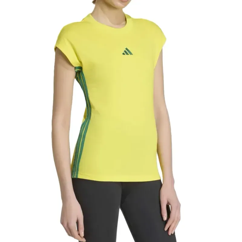 Blusa Casual Adidas Essentials Três Listras Feminina Amarelo M