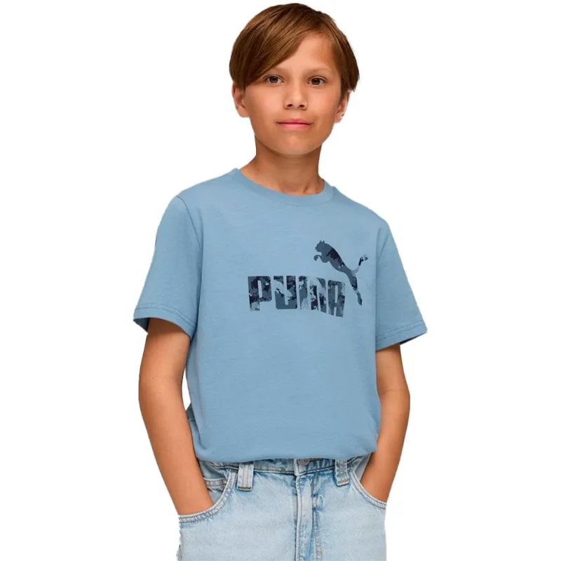 Camiseta Puma Camuflada Essentials Infantil Masculina P / Azul