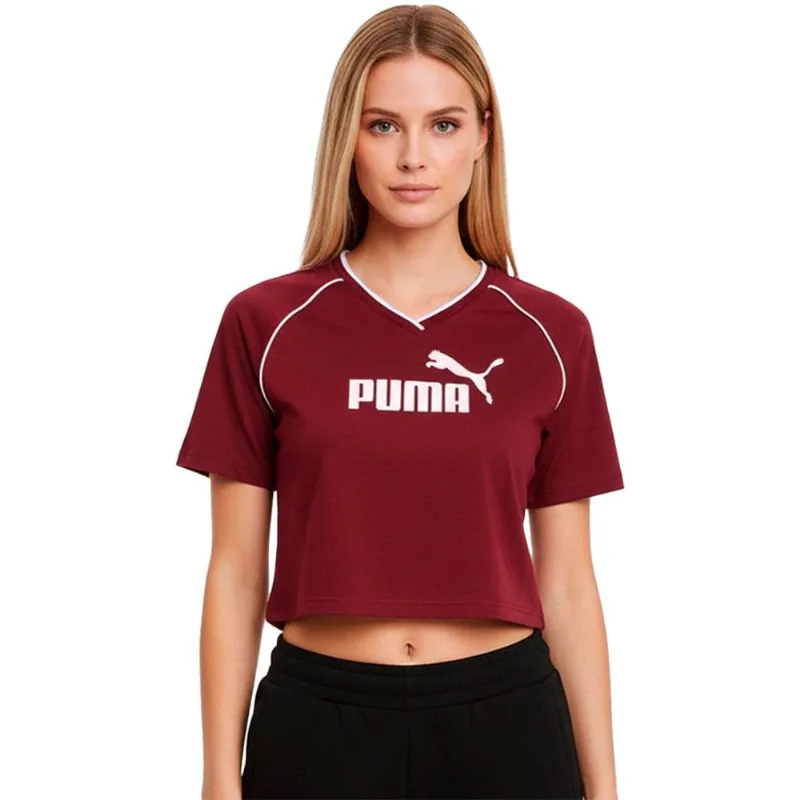 Cropped Puma Ess Relaxed Football Ruby Shimmer Feminino PP / Vermelho