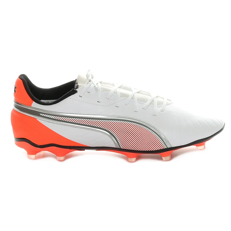 Scarpa da Calcio Uomo Puma King Match Terreni Compatti Terreni Artificiali Bianco Argento Rosso 41
