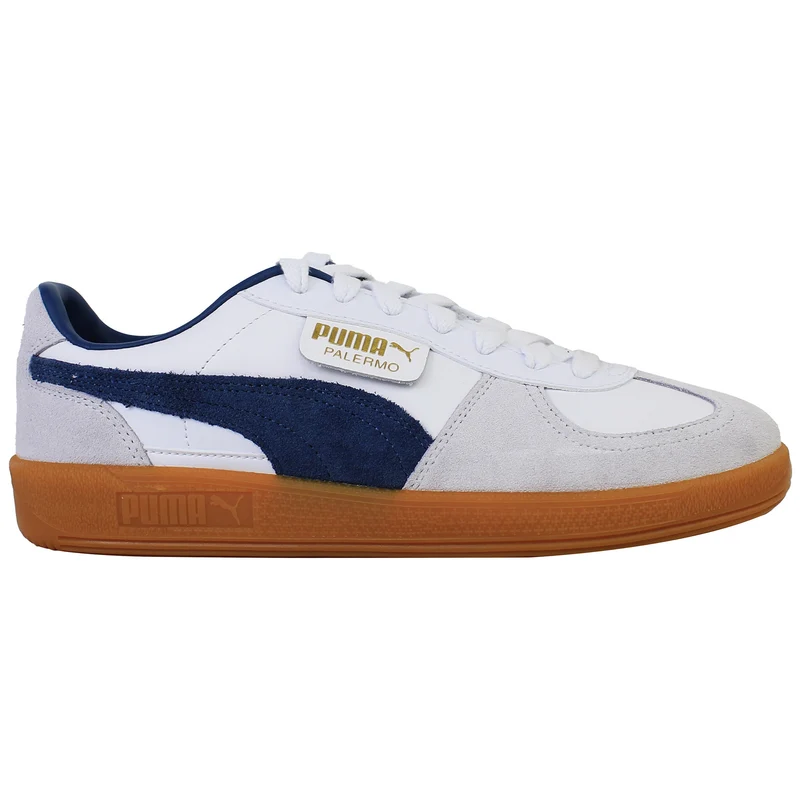 Puma Palermo Mens White/Navy Trainers 10