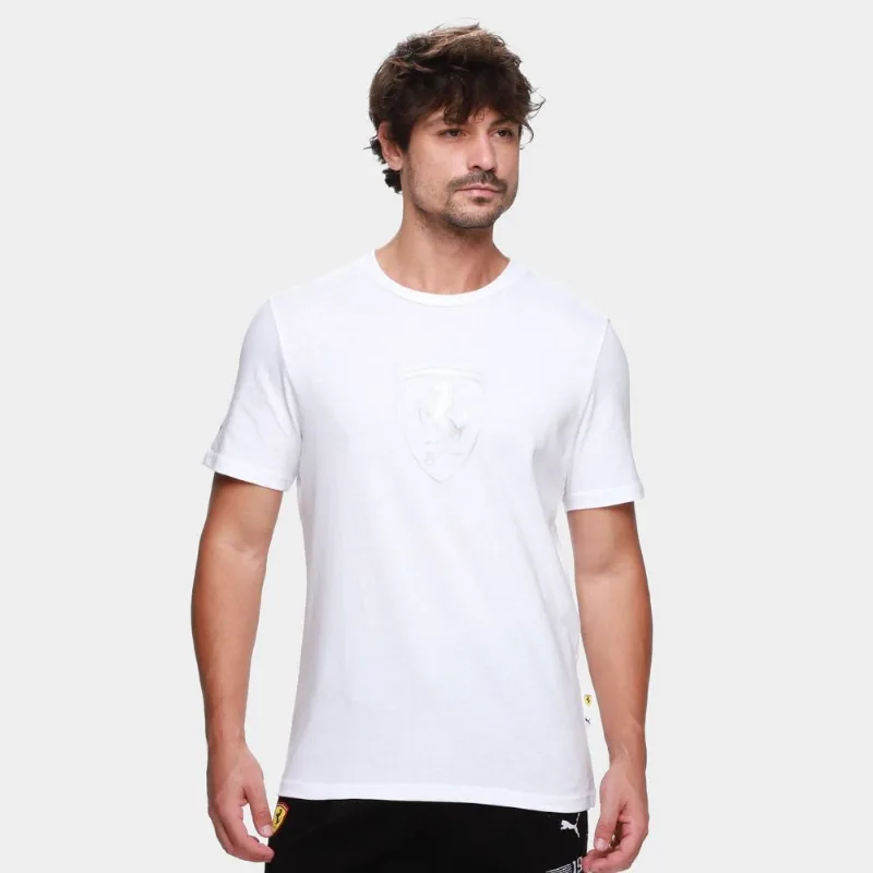Camiseta Puma Ferrari Sportswear Tonal Shield Masculino - Masculino - Branco