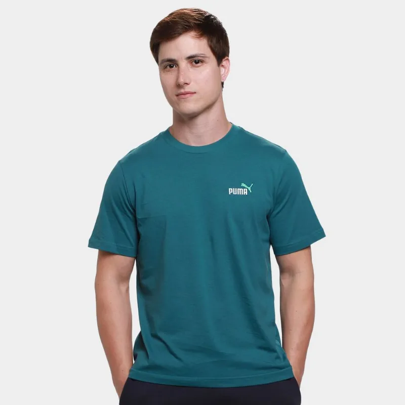 Camiseta Puma 2 Color Small No. 1 Logo Masculina - Masculino - Verde+Branco