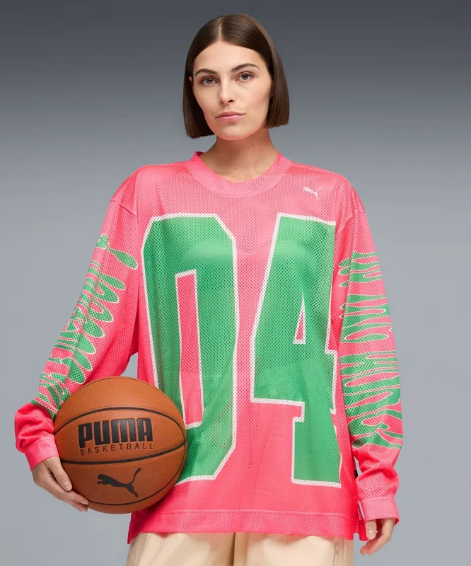 Puma Flau Jae Long-Sleeve Oversized Jersey Pembe / M
