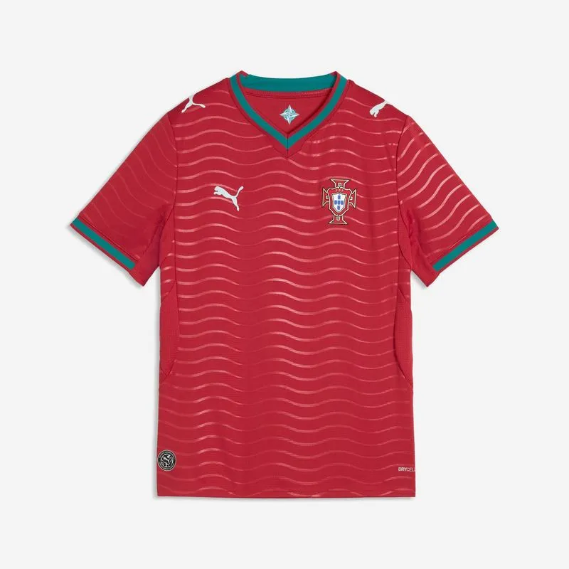 Camisa Infantil de Futebol Portugal Home Copa 26 Puma Vermelha, 12 ANOS