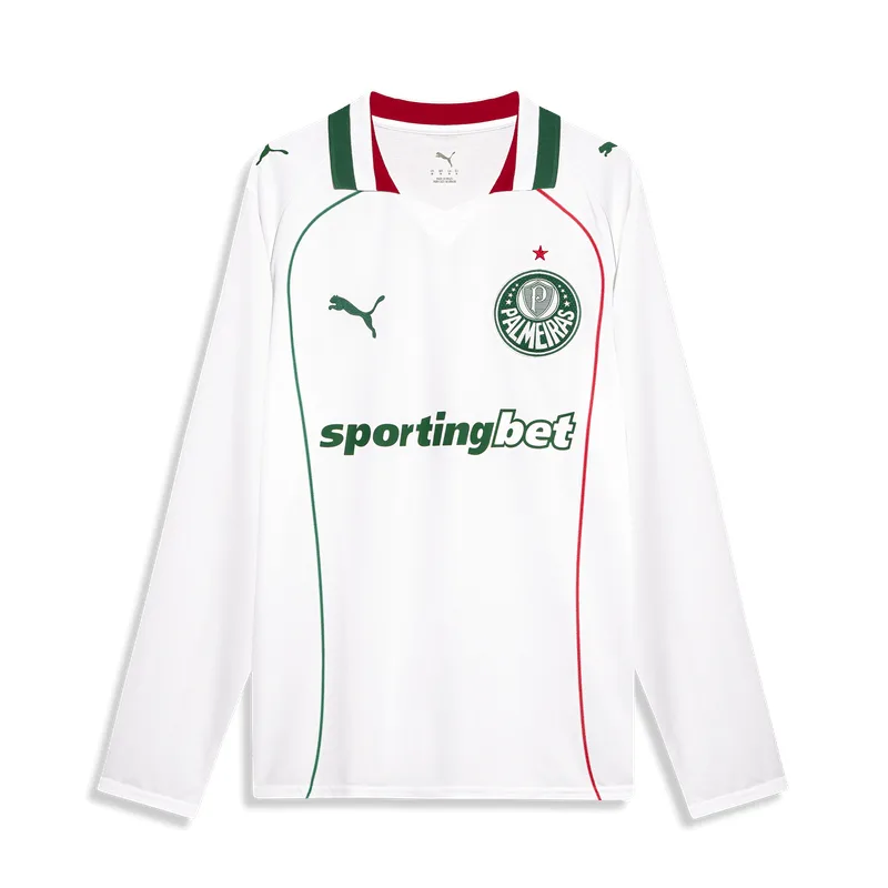 Camisa Palmeiras Puma II 26/27 Torcedor - Manga Longa Camisa Palmeiras Puma II 26/27 Torcedor - Branco - 2GG