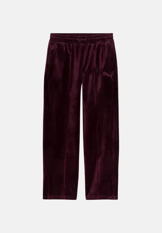 PUMA Pantaloni della tuta in ciniglia bodeaux per bambina con vita elasticizzata e tasche laterali 9-10Y