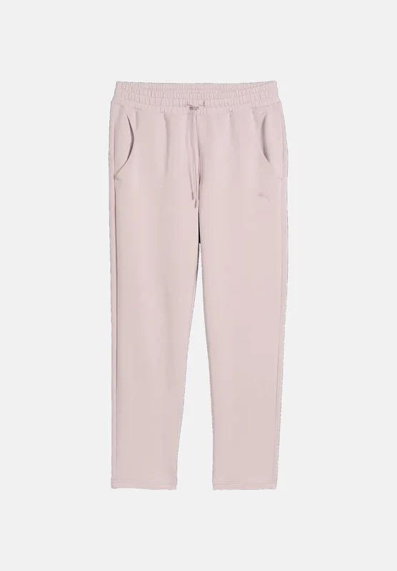 PUMA Pantaloni STRAIGHT LEG rosa da donna con vita elasticizzata, coulisse e tasche laterali. S