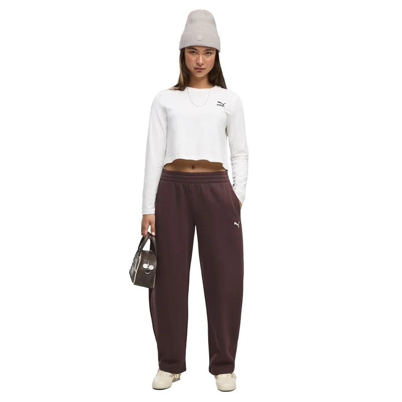 Pantalone Donna Puma Essential Relaxed Barrel Marrone S