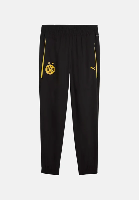 PUMA Pantaloni sportivi BORUSSIA DORTMUND neri da uomo con dettagli a contrasto XL