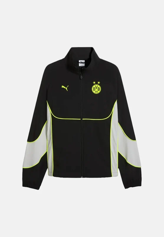 PUMA Felpa con zip BORUSSIA DORTMUND PUMATECH-X nera per uomo con con inserti grigi a contrasto M