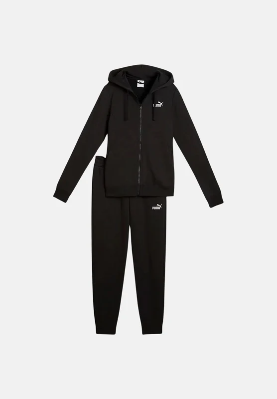 PUMA Tuta HOODED nera da donna con mini logo iconico S