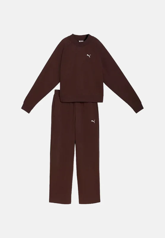 PUMA Tuta DOWNTOWN SWEATSUIT marrone per donna con mini logo iconico laterale L