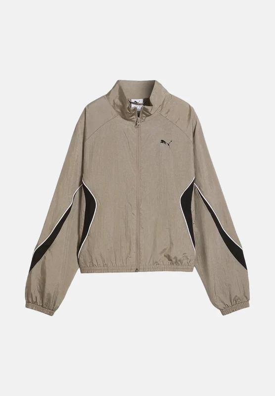 PUMA Giacca a vento DARE TO WOVEN TRACK beige da donna con dettagli a contrasto e collo alto M