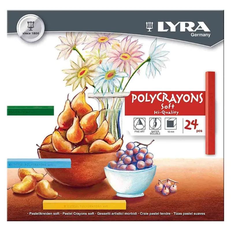 Giz Pastel Seco Lyra Polycrayons Soft 24 Cores