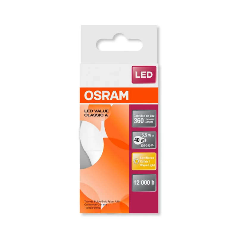 Lampara Classic Osram A55 5,5w E27 Calida