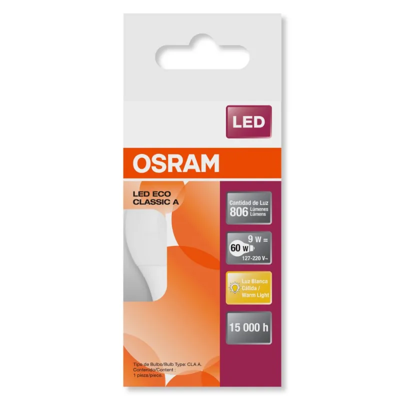 Osram Foco Led Eco Classic Luz Blanca Calida 9W