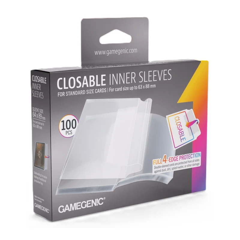 Closable Inner Card Sleeves 64x89mm (100 Sleeves Per Pack)