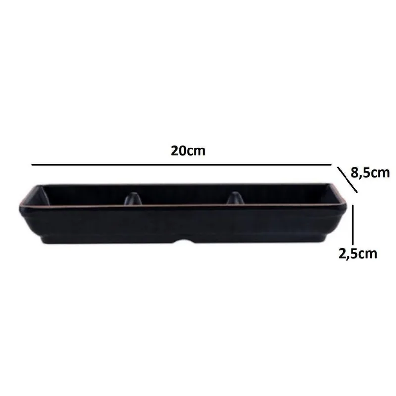 Porta Molho Triplo Melamina/plástico Preto 20cm