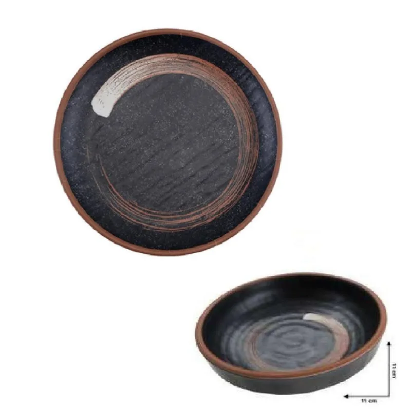 Bowl Molheira Em Melamina Preto Decorado 11cm Restaurante