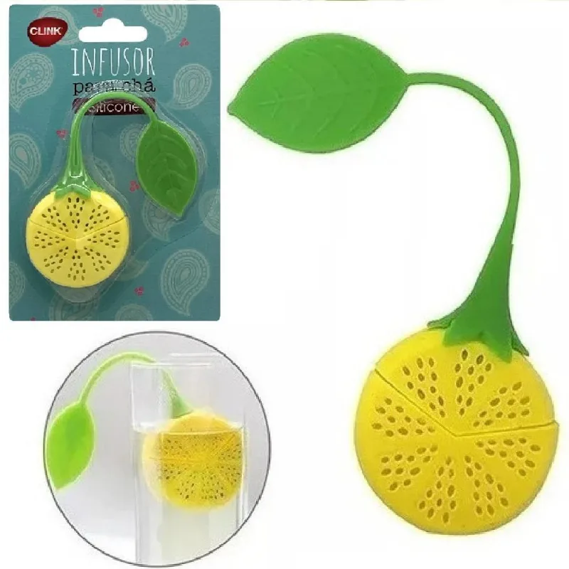 Infusor Chá Silicone - Formato Morango Ou Limão 19cm