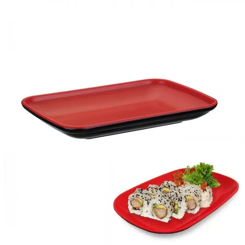 Travessa Oriental Vermelha E Preta 17,5x11,5x2cm Melamina