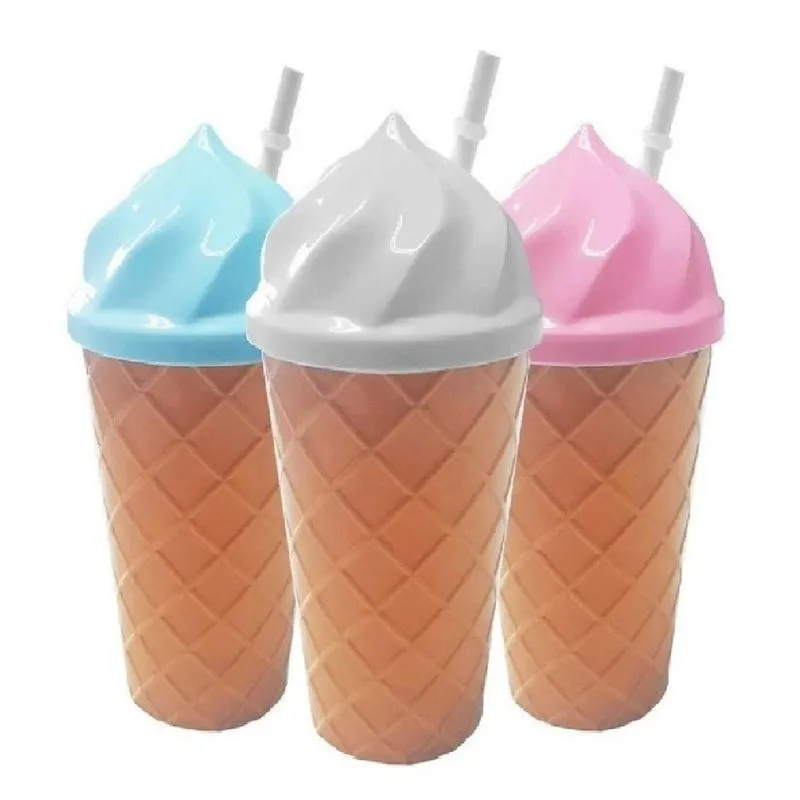 10 Copos Casq. Sorvete C/ Tampa, Canudo 700ml Branco