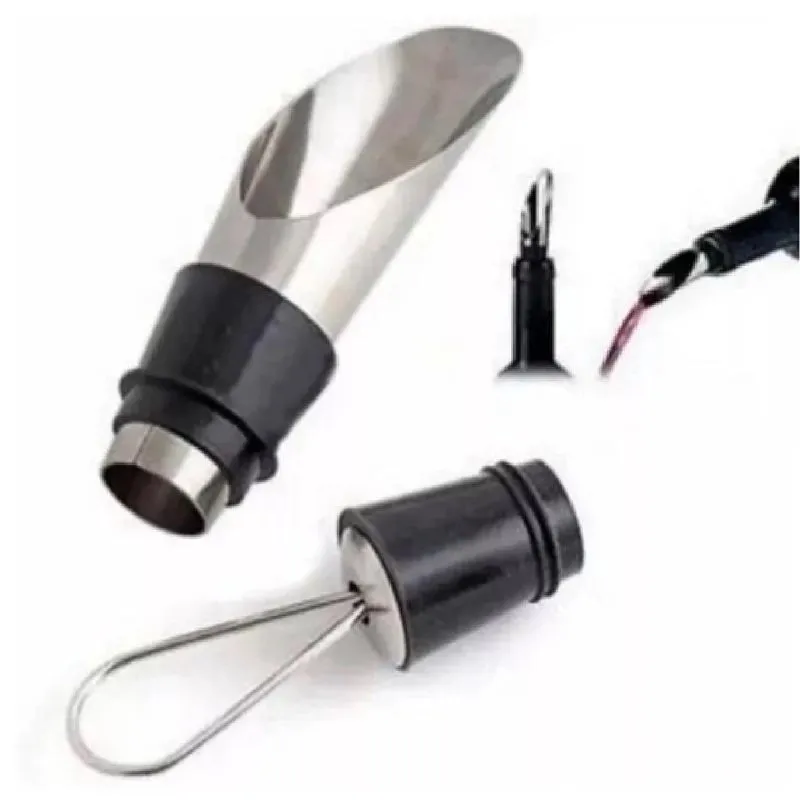 Dosador Com Tampa P/ Bico De Vinho - Aço Inox - 7,5 Cm