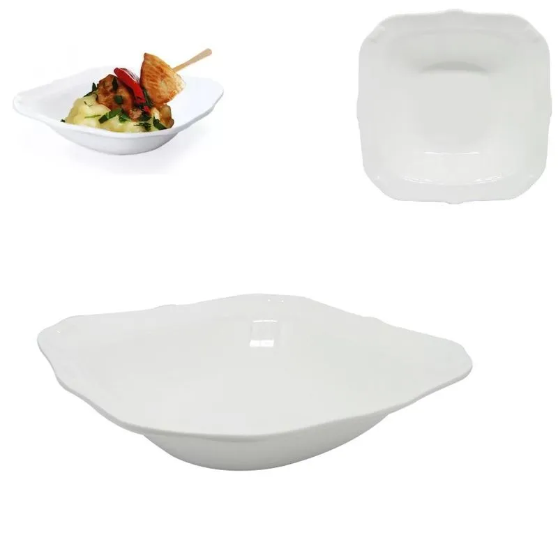 12 Tigelas Bowl Quadrada Melamina 14,6cm - Branca