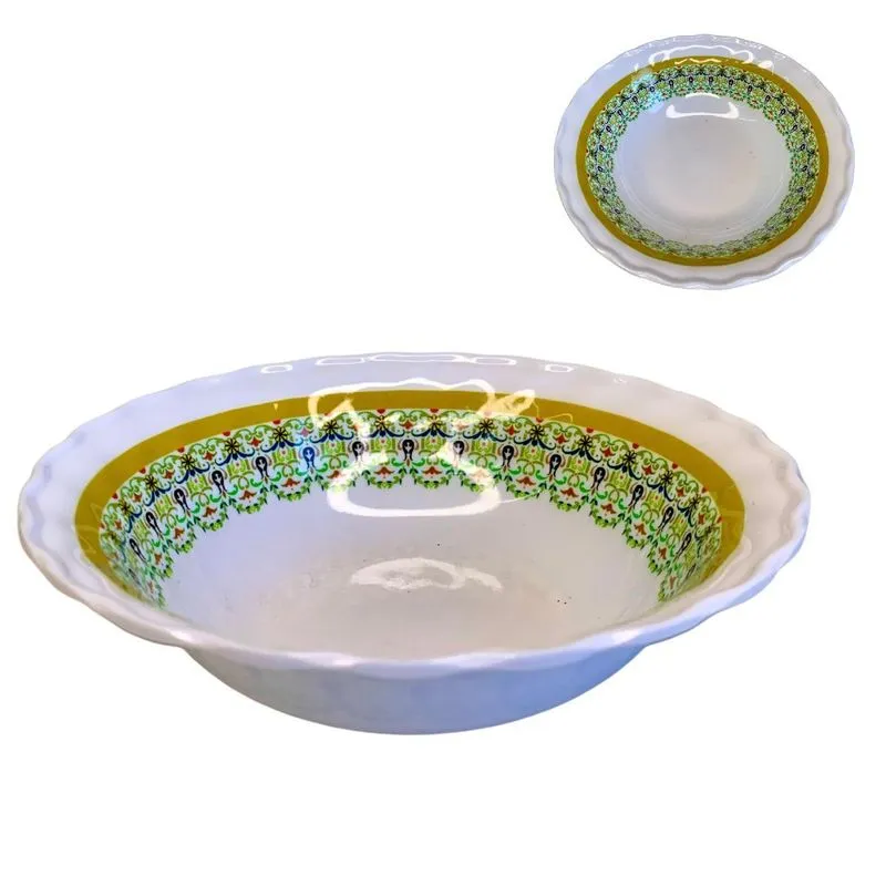 12 Tigelas Bowl Cumbuca Em Melamina Branco Estampado 760ml