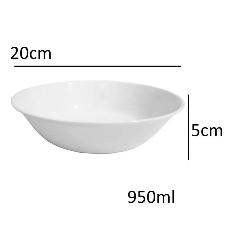 12 Tigelas Bowl Cumbuca De Melamina Branca Premium 950ml