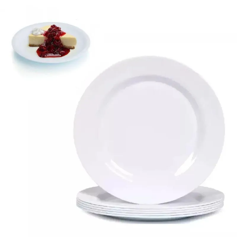 Jogo 24 Pratos Raso De Sobremesa Melamina Branco 15cm