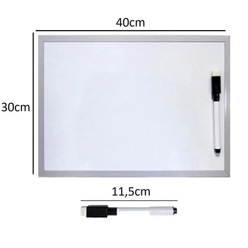 2x Quadro Magnético Branco 30x40cm + Caneta E Apagador