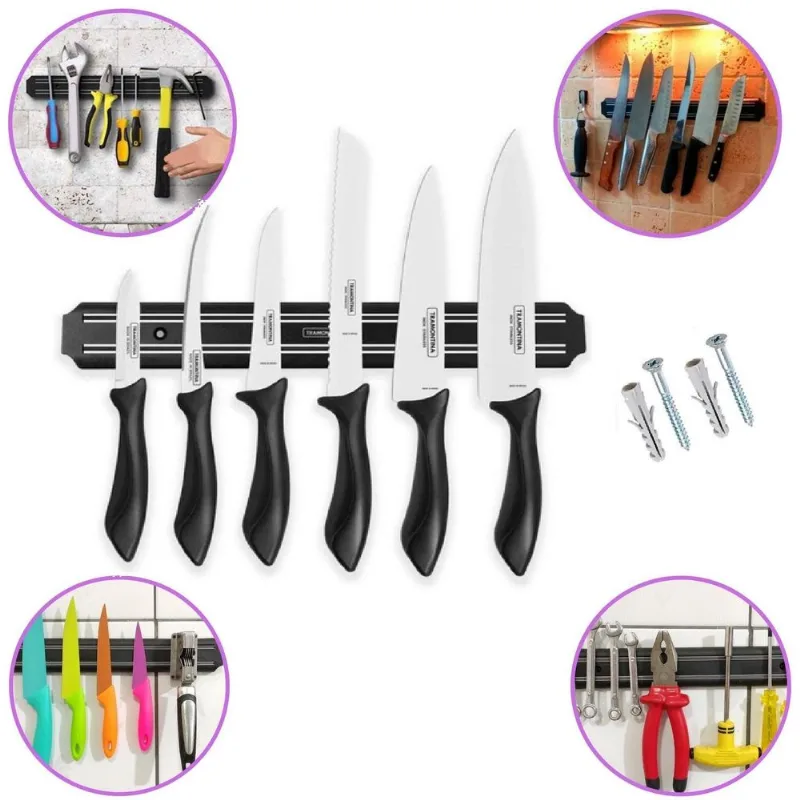 Barra Magnética Para Facas Ou Ferramentas 48cm - 2 Peças