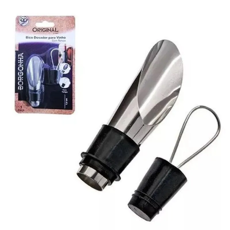 Dosador Bico Dosador Vinho - Aço Inox E Borracha