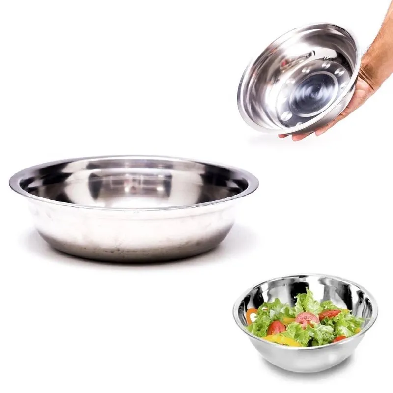 Tigelas Bowl Saladeira Inox 21x5,5cm - Jogo 2 Unidades