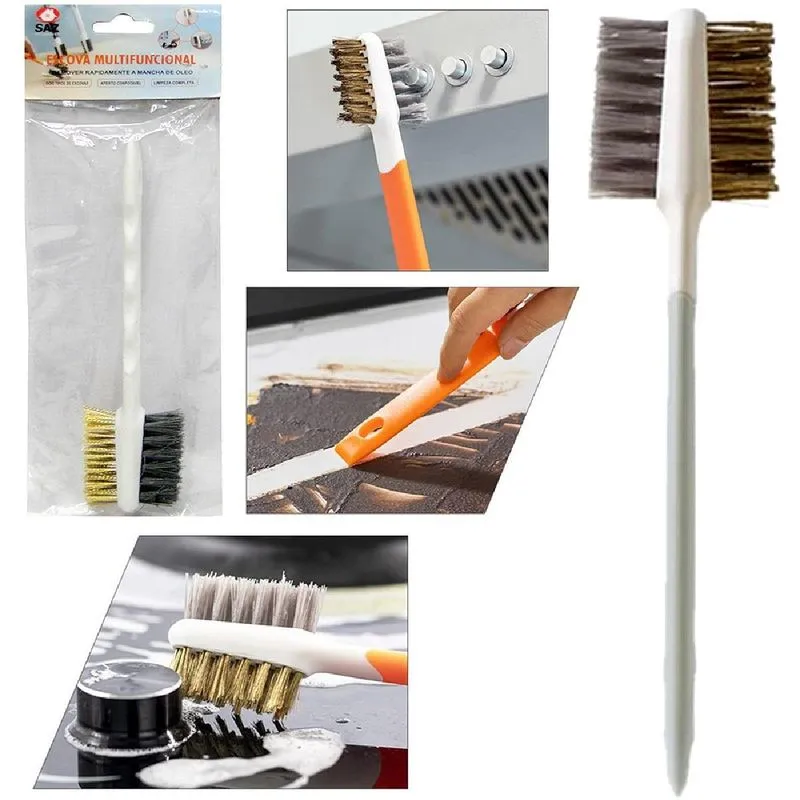 Escova De Limpeza Dupla Aço/nylon 7,5cm - Kit Com 2 Unidades