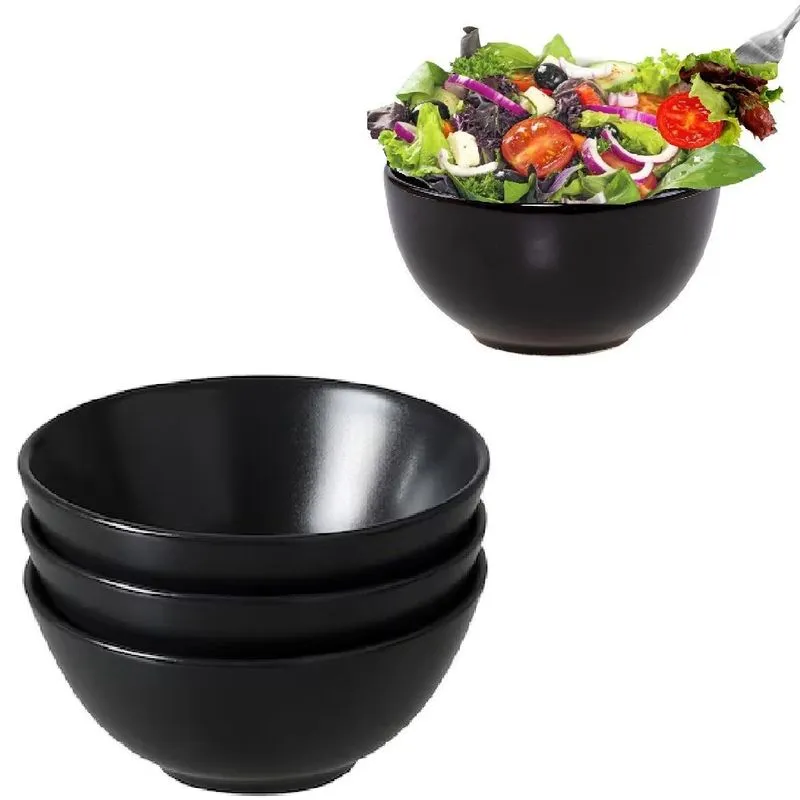 Tigela Oriental 13 Cm Melamina Preto - Conjunto 4 Und.