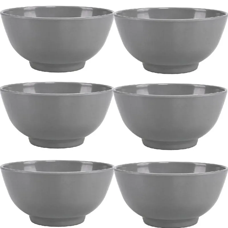 Tigelas Melamina 500ml Cinza - Kit 6 Unidades