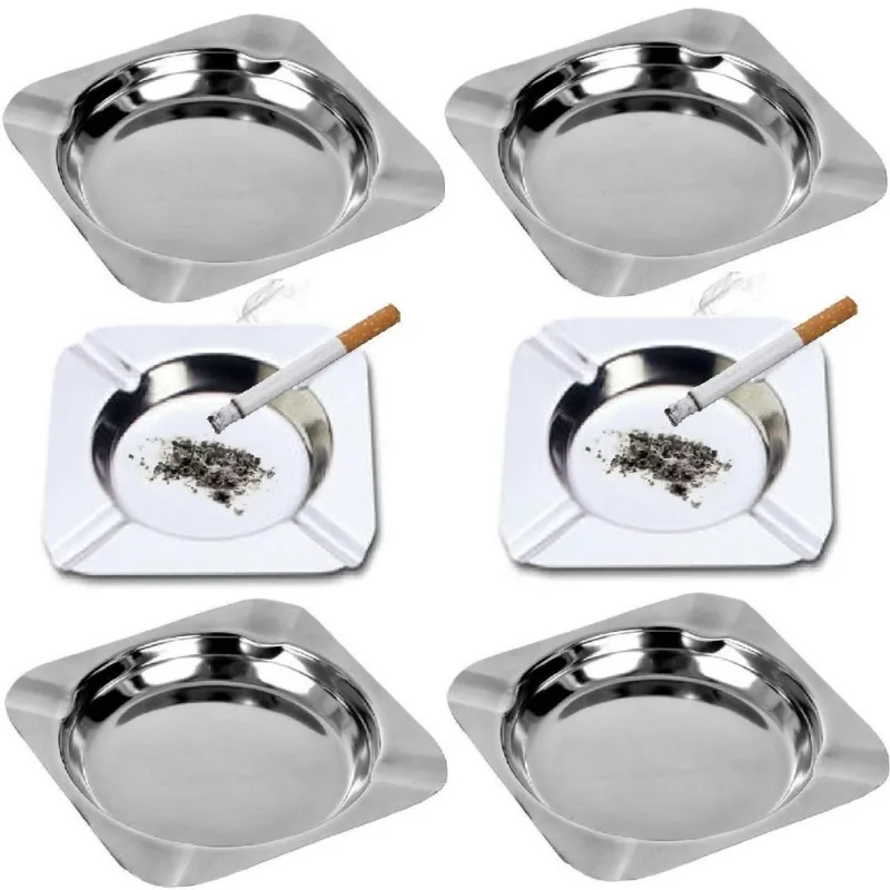 Cinzeiro Lata Metal 12cm Prata Organização
