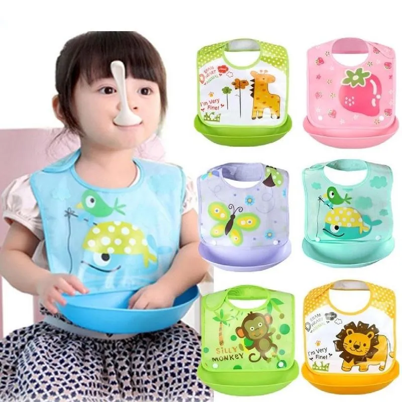 Babador Infantil De Silicone Avental Com Bandeja 8 Unidades