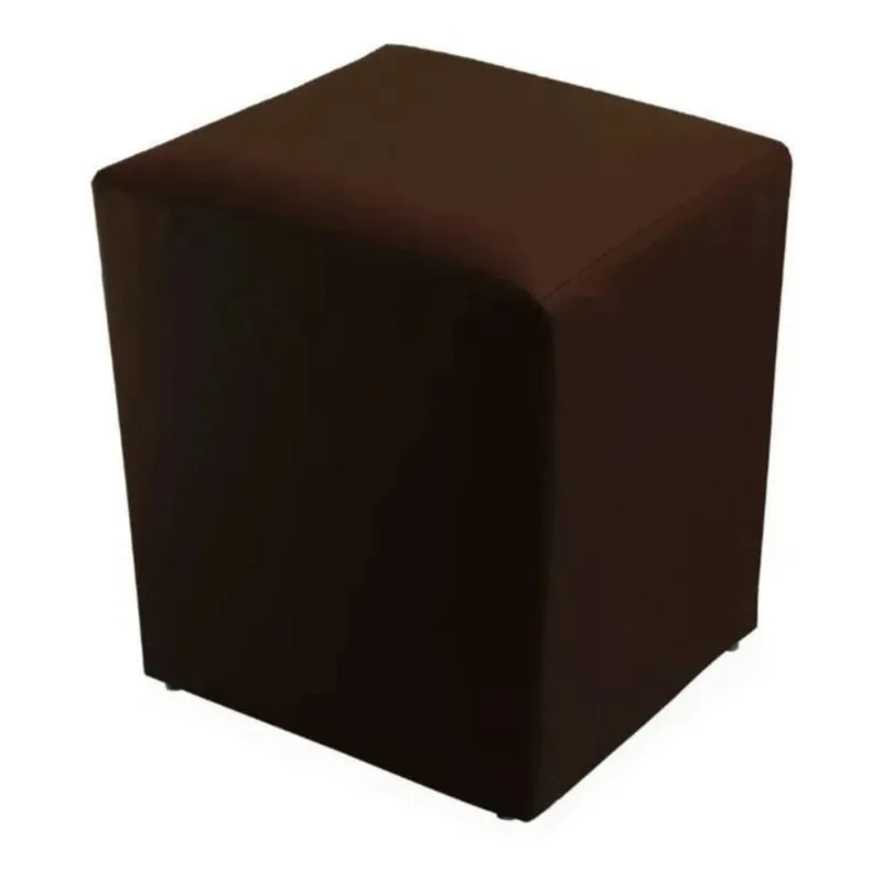 Puff Quadrado Courino Marrom Café 34X34 Cm