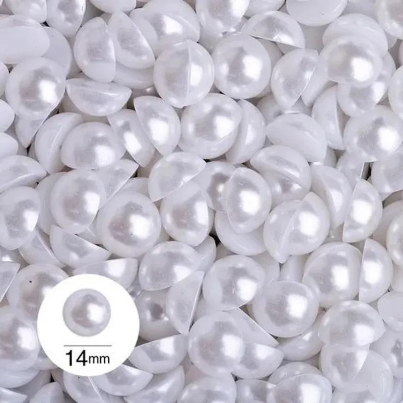 Meia Perola 14mm Abs Sem Furo Com 100 Unidades