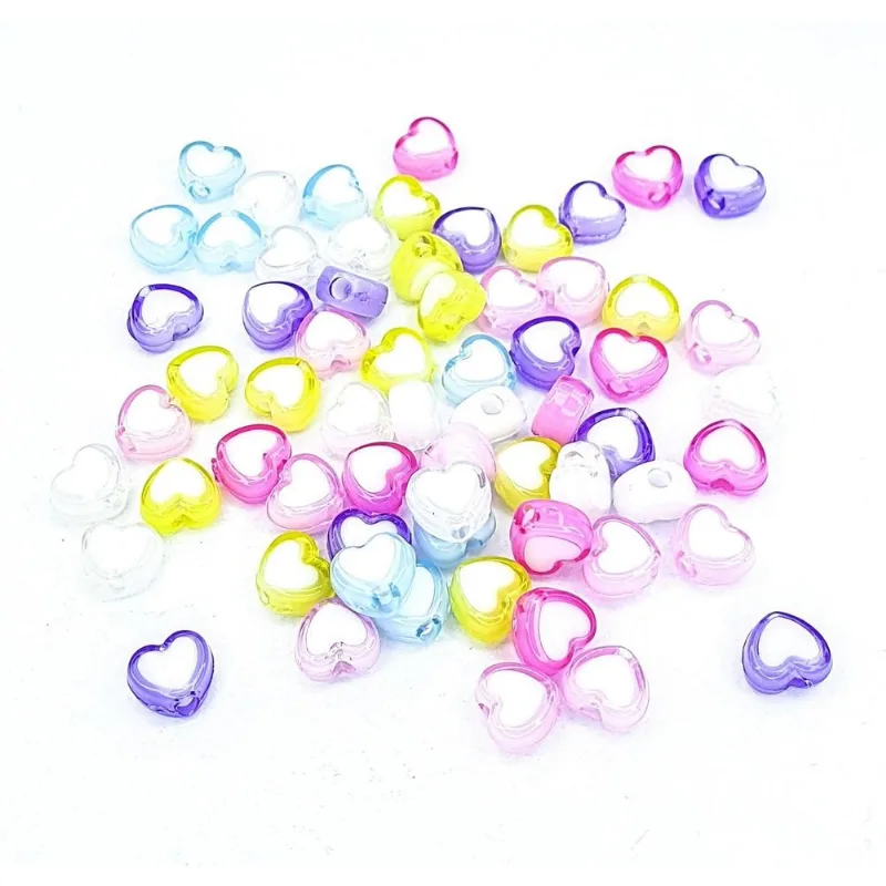 Miçanga Mini Coração Em Acrílico 8x7mm Candy Colors